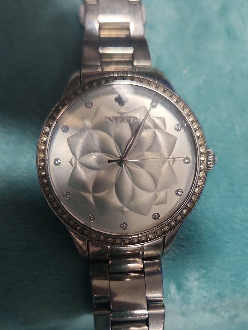 Invicta Silver Floral-Pattern Crystal Accent Women's Watch